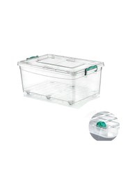 Resim Polytime Tekerlekli Multibox Şeffaf Kilitli Saklama Düzenleme Kabı Kutusu - Dikdörtgen 60 L Şeffaf 
