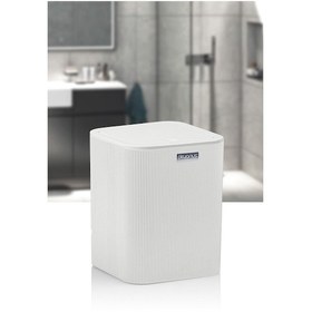 Resim Okyanus Home Mina Beyaz Çizgili Kare Çöp Kovası Beyaz 