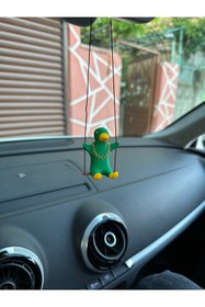 Resim 3DBASKILAR Altın Zincirli Sallanan Ördek Yeni Trend Dikiz Ayna Süsü (yeşil Sarı) 