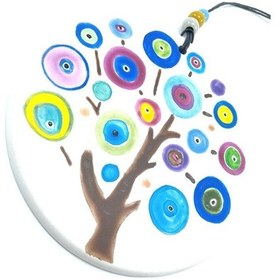 Resim Hayat Ağacı Dekoru 14 Cm Seramik El Yapımı Nazarlık Duvar Dekoru 