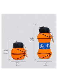 Resim Basketbol Topu Tasarımlı Katlanabilir Akordiyon Su Şişesi Spor Ve Seyahat İçin Turuncu 