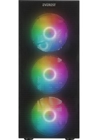 Resim Everest Faced V1 4x12 CM RGB Fan Temper Camlı Mid Tower Oyuncu Kasa 