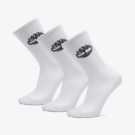 Resim Timberland 3pp Core Double Logo Sport Crew Socks - White 