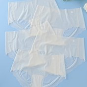 Resim 5 Adet Beyaz İlkbahar/Yaz Buz Slick Fiber Kumaş Dikişsiz Ultra İnce Hızlı Kuruyan Nefes Alabilen Ten Rengi Tek Parça Rahat Esnek Külot 