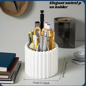 Resim 1 adet 360° Dönebilen Masa Düzenleyici, Plastik Kalemlik, Makyaj Fırçaları ve Rujlar için Çok Fonksiyonlu Ofis Malzemeleri Depolama, Ev ve Okul Kullanımı, Ofis Masa Aksesuarları 