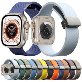 Resim Sones iOS Uyumlu Watch 9 İçin 41mm Karbon Fiber Desen Manyetik Toka Silikon Watch Band 