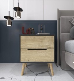 Resim Flora Komodin 2 Çekmeceli Yatak Odası Bebek Odası Antrasit-safir Meşe 