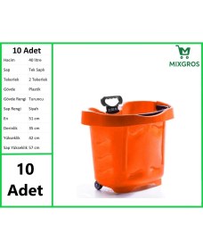 Resim Tekerlekli Plastik Market Alışveriş El Sepeti 40 Litre Turuncu 10 Adet 