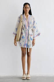 Resim Kontrast Şerit Detaylı Multi Kimono - MULTI / M/L 