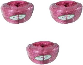 Resim Favori İp Halat FH03 PP Naylon Burgulu Örgü Çamaşır İpi - Pembe - 100 Metre - 3 Adet 