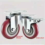 Resim Dashanshop 2 Adet 4 İnç Endüstriyel Düz Tabla Döner Tekerlek Ve Üniversal Eklem Seti 