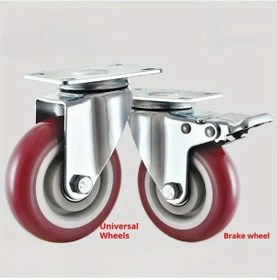 Resim Dashanshop 2 Adet 4 İnç Endüstriyel Düz Tabla Döner Tekerlek Ve Üniversal Eklem Seti 