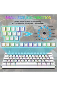 Resim VOOKA Trol Blue Switch Mini Rgb Oyun Klavyesi Gaming Mekanik 62 Tuşlu 18 Rgb Led Usb Tip-c Kablosu Beyaz 