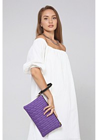 Resim Morpelikan Mor Zikzak Clutch Kadın Portöy Çanta Mor 