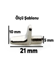 Resim Badem10 Raf Pimi Düz Cam Ahşap Metal Raf Tutucu Çivisi Mobilya Dolap Pimi (50 Adet) 