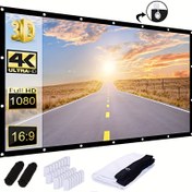 Resim 72 84 100 İnç HD Projeksiyon Ekranı Katlanabilir Kırışıklık Önleyici Taşınabilir Projektör Film Ekranı Ev Sineması Açık Hava İçin Taşınabilir Ve Katlanabilir Projektör Ekranı 