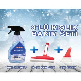 Resim Wörf Buz Çözücü Sprey & Buz Kazıyıcı & Çekçek 3'lü Kışlık Oto Seti 