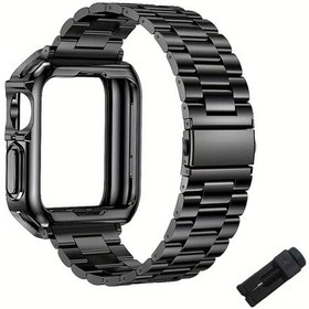 Resim Oldfriend Akıllı Saç Kılıfı + Çelik Kayış Siyah 38/40/41mm Su Geçirmez Uyumlu 