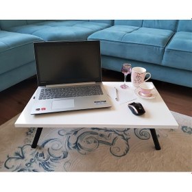 Resim Elfin Laptop Sehpası Bilgisayar Sehpası Sofra Sehpası Beyaz 40X70 Beyaz 