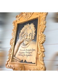 Resim Ahşap El Oyması Einstein Pano 
