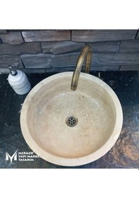 Resim Traverten Dışı Taramalı V Çanak Lavabo 