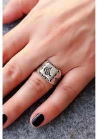 Resim Osmanlı Tuğrası Şekilli Kadın & Erkek Yüzük Gümüş Kaplama Ayarlan Çok Renkli 