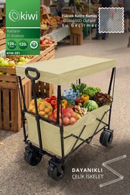 Resim Kiwi Kfw-391 Katlanabilir 120 Kg Çift Tekerli Tenteli Kamp, Piknik, Plaj, Pazar ve Market Arabası 