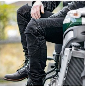 Resim Ebakbak Motosiklet Pantolonu Likralı Esnek Kumaş Korumalı Kevlar Kot Motor Pantolon Jean Siyah 