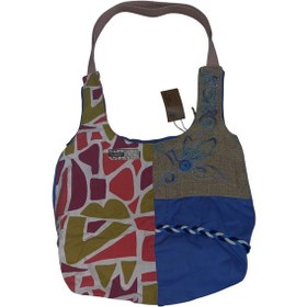 Resim Vintage Renkli Salaş Etnik Orta Boy Plaj Günlük Kadın Kol Omuz Çantası 34 Cm X 37 Cm Lacivert 