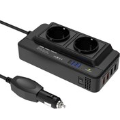 Resim 200W Araba Gerilim Dönüştürücü İnverter DC 12V'den AC 220V'ye, 2 Çıkış ve 4 USB Portlu Hızlı Şarj Araba Şarj Cihazı, Sigara Pipo Takı ile 