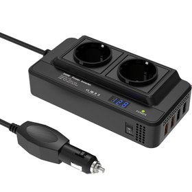 Resim 200W Araba Gerilim Dönüştürücü İnverter DC 12V'den AC 220V'ye, 2 Çıkış ve 4 USB Portlu Hızlı Şarj Araba Şarj Cihazı, Sigara Pipo Takı ile 