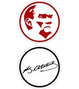 Resim Atatürk Damla Etiker Sticker 5cm X 5cm Kırmızı 