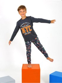 Resim Vitmo Erkek Çocuk Uzun Kollu Pamuklu Pijama Takımı West Coast Antrasit 