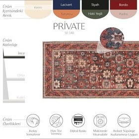 Resim Cool halı Private Bordo Yolluk Koridor Halısı Etnik Desen Otantik Şönil Halı Yıkanabilir Eskitme Vintage Halı 
