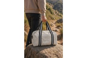 Resim Sanal Box Legan Bej Şerit Detaylı Orta Boy Seyahat Çantası - Fermuarlı Unisex Spor & Hafta Sonu Duffle Bag 8435 
