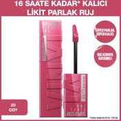 Resim Maybelline New York Super Stay Vinyl Ink Uzun Süre Kalıcı Likit Parlak Ruj 20 Coy 