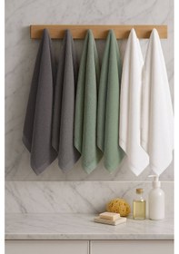 Resim 6 Lı Softtouch El Yüz Banyo Havlusu Seti %100 Pamuklu 50x90 Cm Gri 