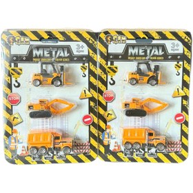 Resim tmtoysandmore İnşaat Seti Metal Kum Kamyonu Forklift Kepçe Mini Oyuncak (6lı Yollanır) 