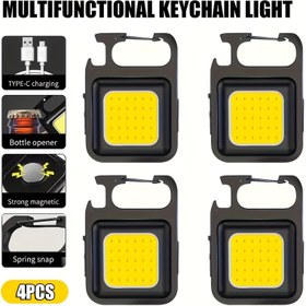 Resim 4 Ultra-Bright Mini El Fenerleri, USB Şarj Edilebilir COB Cep Lambası, Taşınabilir El Feneri, Açık Hava Kamp Lambası, Küçük ve Taşınabilir, Taşınabilir saç tokası ile, Şişe Açacağı Fonksiyonu ile, Keşif, Açık Hava, Kamp vb. için Uygun 