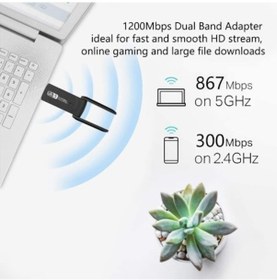 Resim AC1200 Mbps Dual Band USB 3.0 Adaptör Kablosuz Wi-Fi Alıcı 