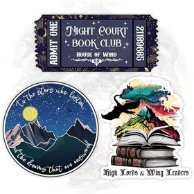 Resim Set 3 Parça 3 İnç - ACOTAR'dan Esinlenen Çıkartma Yüksek Lordlar ve Kanat Liderleri - Velaris Acotar Dağları - Gece Mahkemesi Kitap Kulübü Su Şişeleri, Bardak, Dizüstü Bilgisayar, Araba, Kindle için 