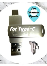 Resim Samsung Uyumlu Type C Flash Bellek Uyumlu 64 Gb Otg Usb Type C Flash Bellek Disk Pc Uyumlu 