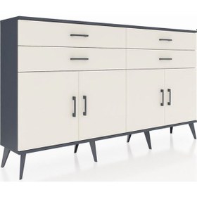 Resim Arges Konsol 2 Raflı 4 Çekmeceli 8 Kapaklı 176x30x99 Antrasit-ayt Antrasit-aytaşı 