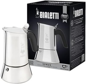 Resim Bialetti - Venus: 10 Cups Ocak Üstü Espresso Pişirici - 460ml - Gümüş Renk - Paslanmaz Çelik Gövde - Patentli Güvenlik Valfi - Tüm Ocak Türleri İçin Uygundur (İndüksiyon Dahil) 