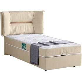 Resim Setaymobilya Baza, Lizbon Tek Kişilik Baza + Başlık + Comfort Yatak, Krem 
