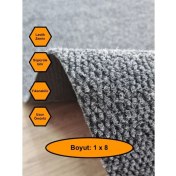 Resim NetBazaars Gri Mısır Patlağı Desenli Sentetik Halı, Kaydırmaz Tabanlı Zemin Kaplama Ürünü, 1x8 Metre 