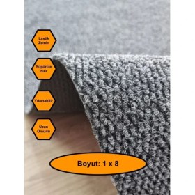 Resim NetBazaars Gri Mısır Patlağı Desenli Sentetik Halı, Kaydırmaz Tabanlı Zemin Kaplama Ürünü, 1x8 Metre 