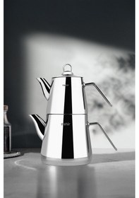 Resim Nehir Çelik Çaydanlık Takımı Seti Alya Mini Gümüş 