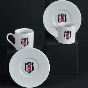 Resim Neva Beşiktaş Lisanslı Arma Logo 2'li Kahve Fincan Takımı 