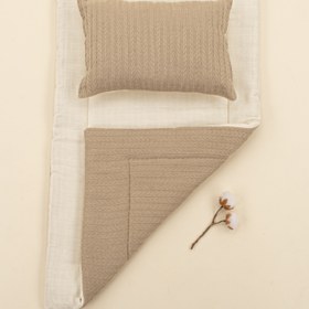 Resim Alt Açma Matı ve Yastık - Çift Taraflı - Taş Örgü - Krem Muslin 